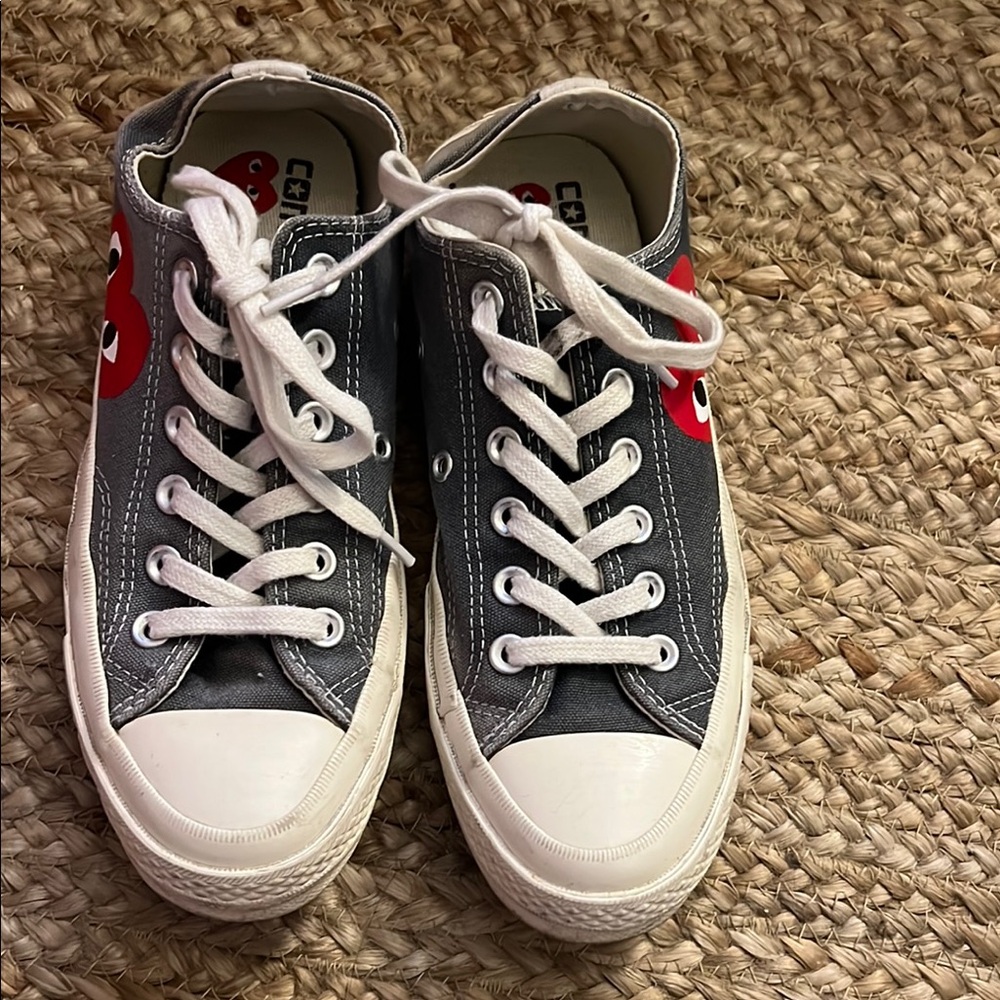 Converse Play Gray Sneakers with Red Heart